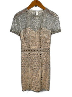 Jovani Short Sleeve Sequined Beaded Embellished Mini Dress Size 0 Homecoming